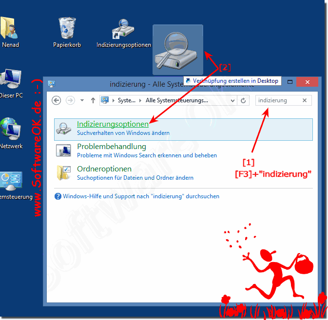 Windows Indizierungs- und Such-Optionen am Desktop! 