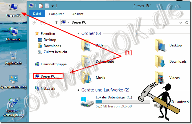  Arbeitsplatz bzw Dieser-PC auf Windows 8.1