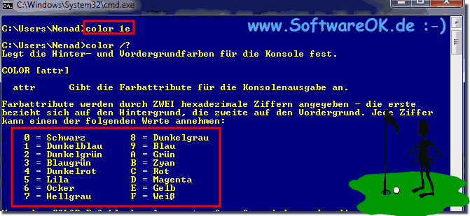 Eingabeaufforderung Hintergrund Farbe der CMD ndern!