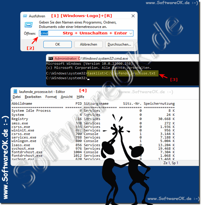 Liste laufender Prozesse als Textdatei mit der cmd.exe exportieren!