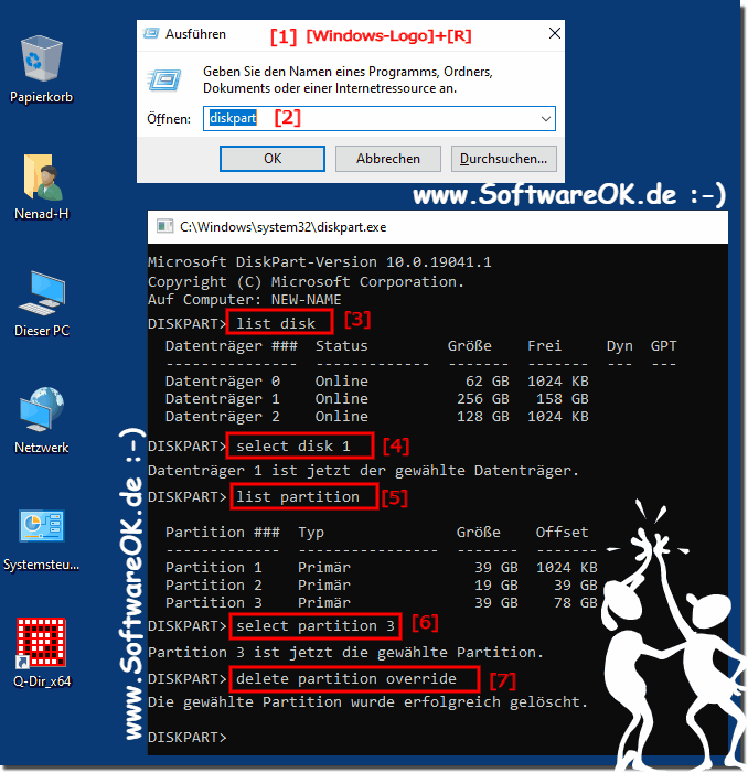 Partition mit Diskpart löschen unter Windows 10, 8.1 und MS Server!