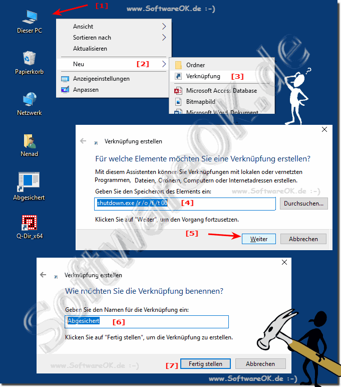Abgesicherter Modus Verknüpfung am Desktop!