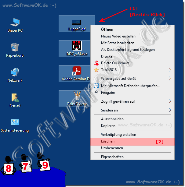 Entferne der Symbolen vom Windows-Desktop!