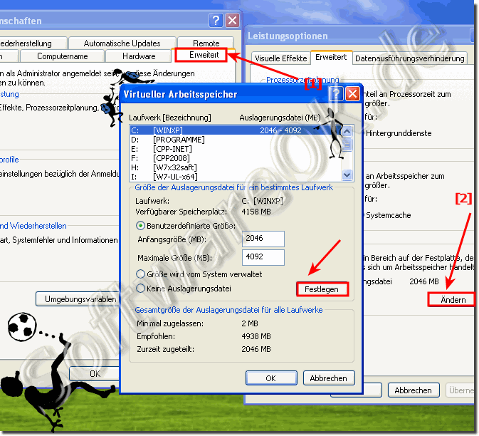 Auslagerungsdatei pagefile.sys in Windows-XP anpassen!
