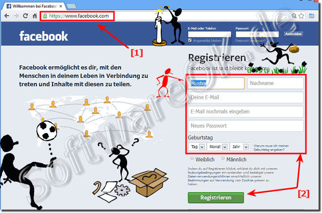 Registrieren und Anmelden bei Facebook.de