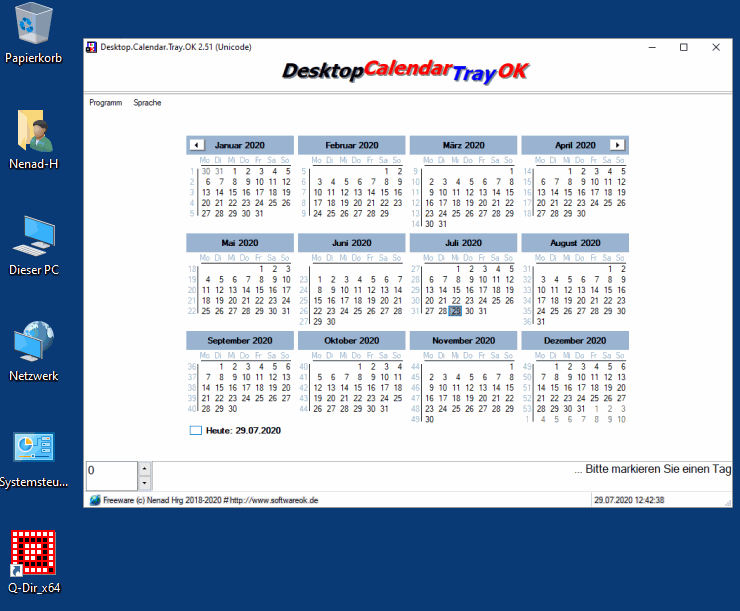 Der Kalender für den Windows 11, 10,  Desktop!