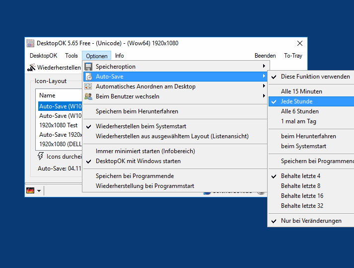 Desktop Symbol Positionen automatisch speichern lassen!