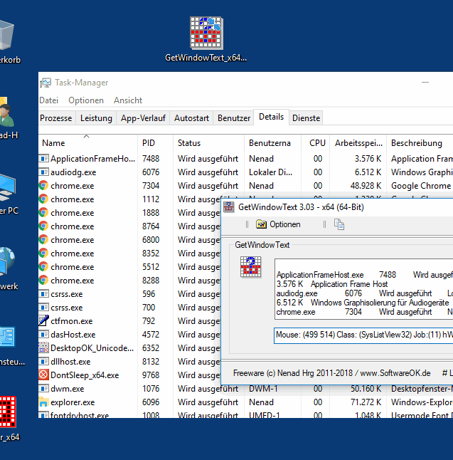 Hier ein schlichtes Beispiel beim Auslesen der Prozessliste im Task-Manager!