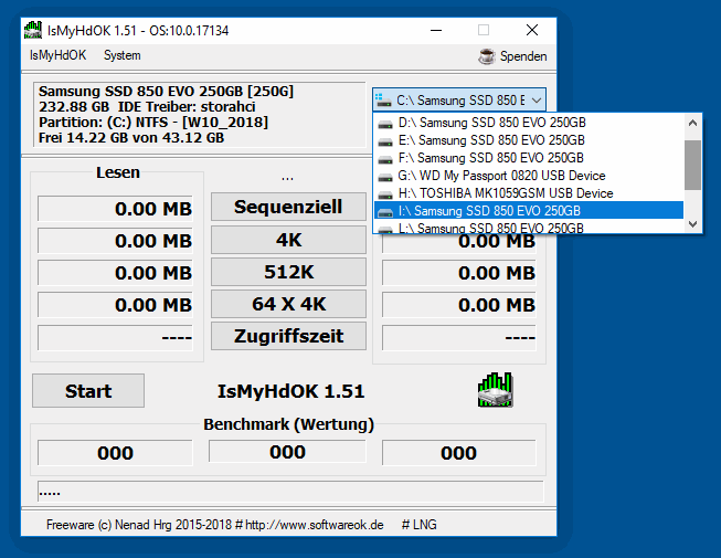 Berechnen Sie die HDD / SSD / SHDD / SC / USB Geschwindigkeit!