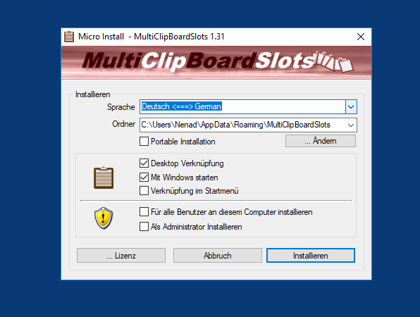 Optional als installiertes, oder portables Windows Zwischenablagen-Tool!