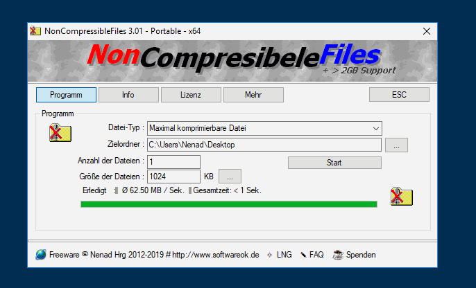 Nicht komprimierbare Dateien erstellen!