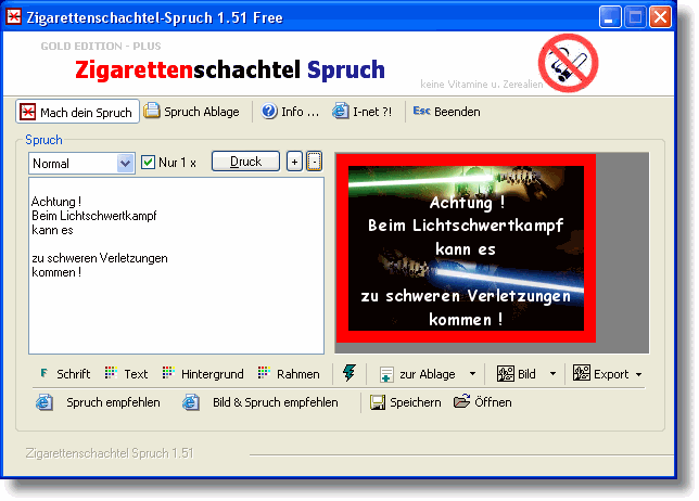 Lustige Zigarettenschachtelsprche fr Zigarettenschachteln erstellen!