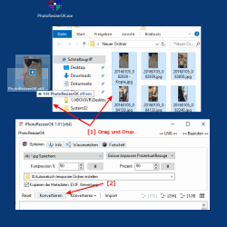 PhotoResizerOK 4 Fotos per Drag und Drop vor dem Hochladen Verkleinern 