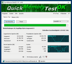 QuickMemoryTestOK 0 Der schnelle Arbeitsspeicher Test fuer Windows 