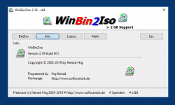 WinBin2Iso 1 Umwandeln von Bin zu Iso Dateien auch unter W10 u x64 